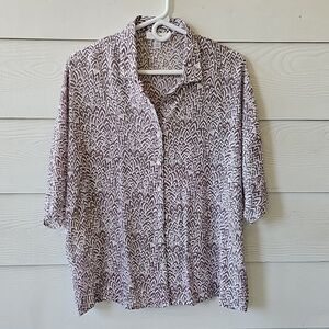 C by One Women's Printed Blouse in Light Taupe and White